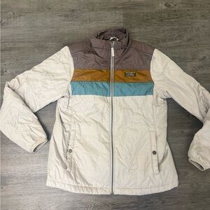 L.L. Bean Cream and Brown Quilted Jacket